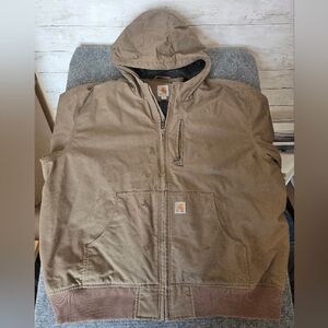 Carhartt‎ Men's 2XL Brown Duck Active Jacket Hooded Thinsulate